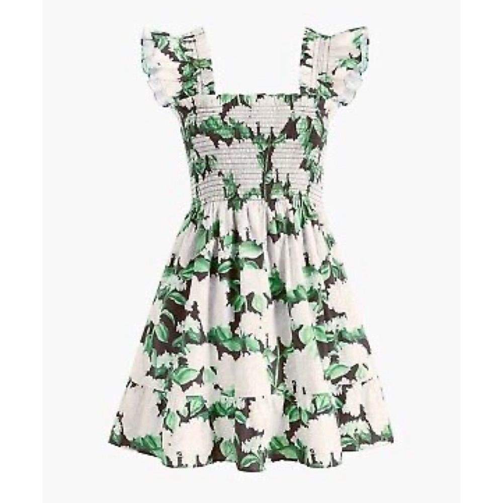 Hill House Elizabeth Smocked Night Bloom Green Mini Nap Dress XS - Picture 10 of 10